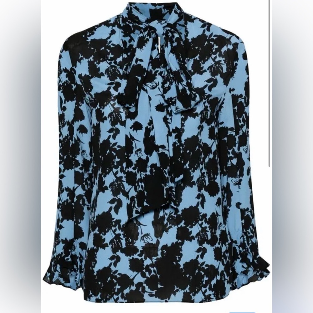 Baum und pferdgarten Floral Black and Blue long sleeve formal Blouse size 4